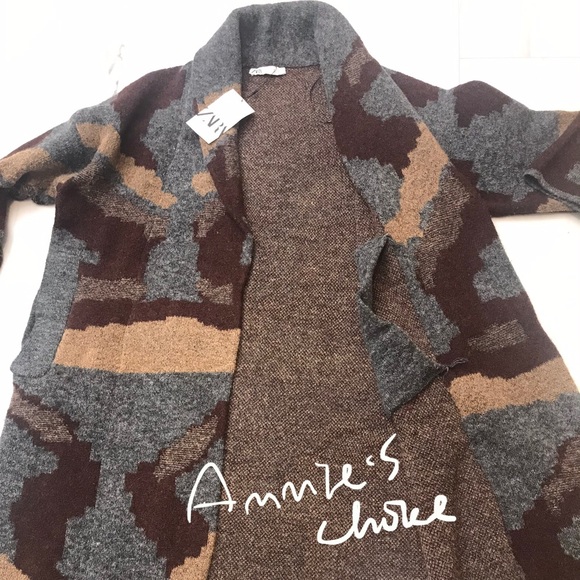 ZARA Oversized Jacquard Long Knit Coat(Multicolor, US S, M, L/EUR S, M, L) - Picture 10 of 11